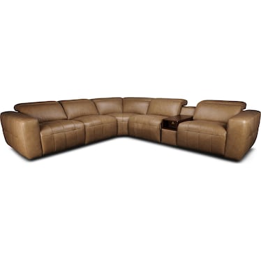 CHELSEY 6-PC LEATHER POWER SECTIONAL