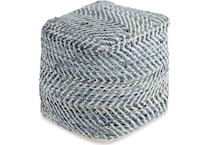 chevron blue white pouf  ottoman   