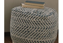 chevron blue white pouf  ottoman   