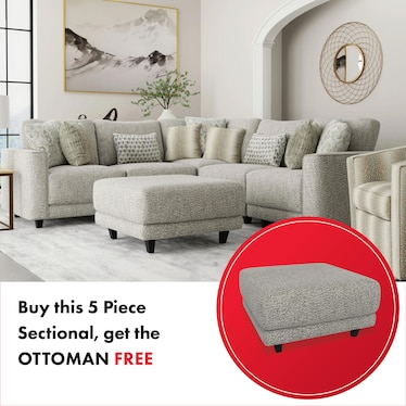 CLARERIDGE 5-PC SECTIONAL WITH FREE OTTOMAN!