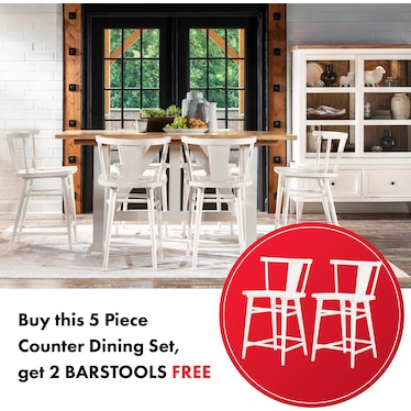 XXX and OOO's 5-PIECE COUNTER HEIGHT DINING SET WITH 2 FREE CHAIRS