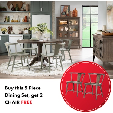 XXX & OOO 5-PIECE DINING SET WITH TWO FREE CHAIRS