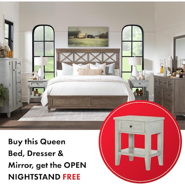 XXX & OOO BED WITH DRESSER, MIRROR AND FREE NIGHTSTAND