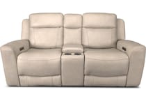 cocoa stone power leather reclining console loveseat   