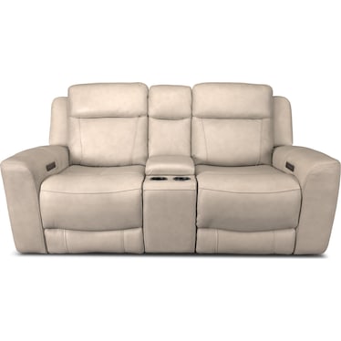COCOA LEATHER POWER RECLINING LOVESEAT