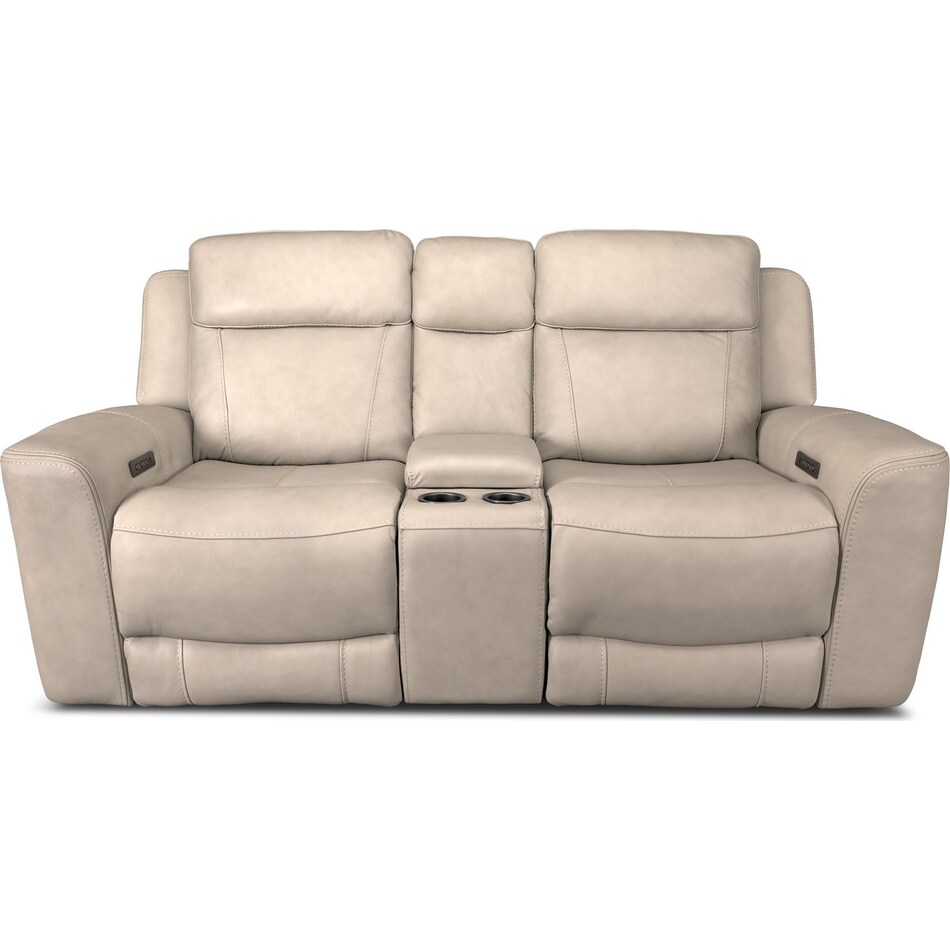 cocoa stone power leather reclining console loveseat   