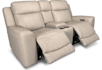 cocoa stone power leather reclining console loveseat   