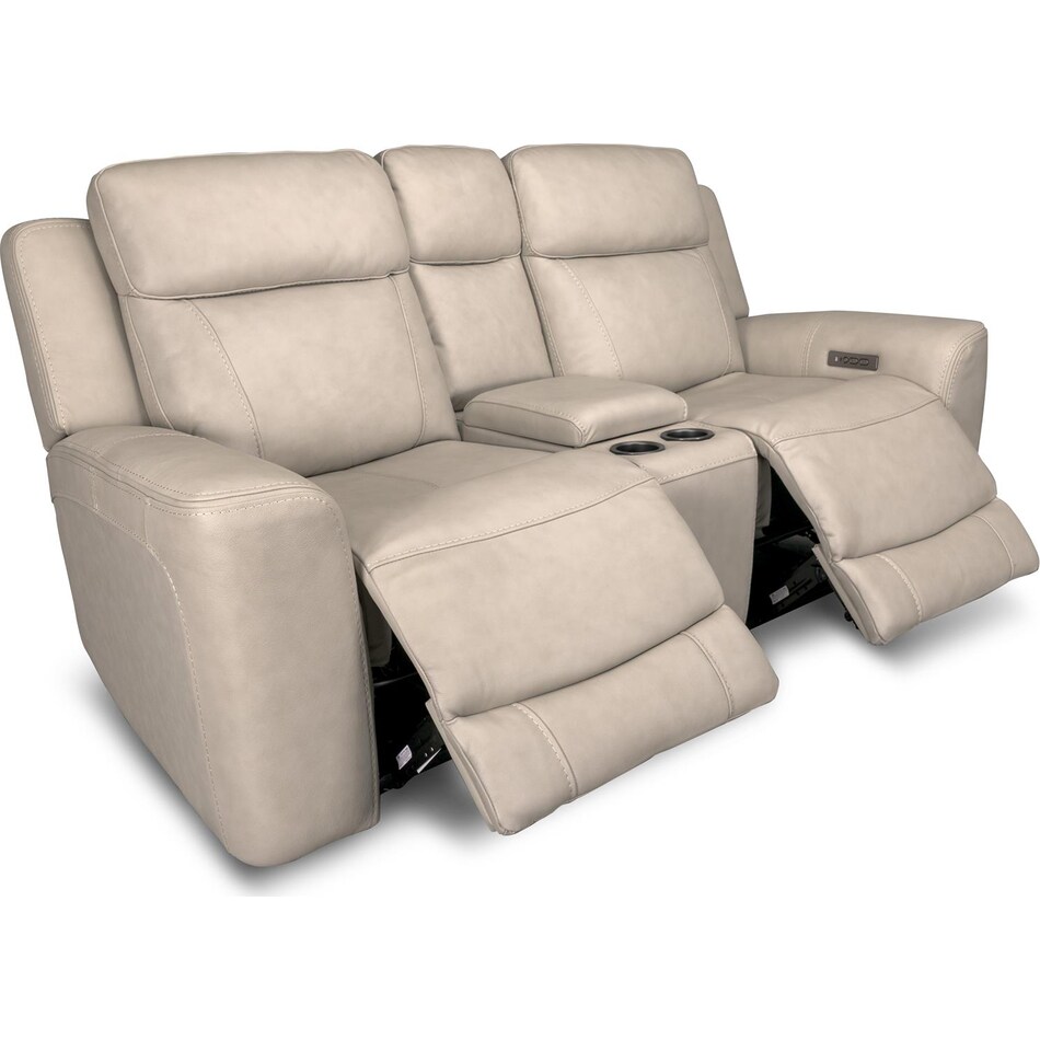 cocoa stone power leather reclining console loveseat   