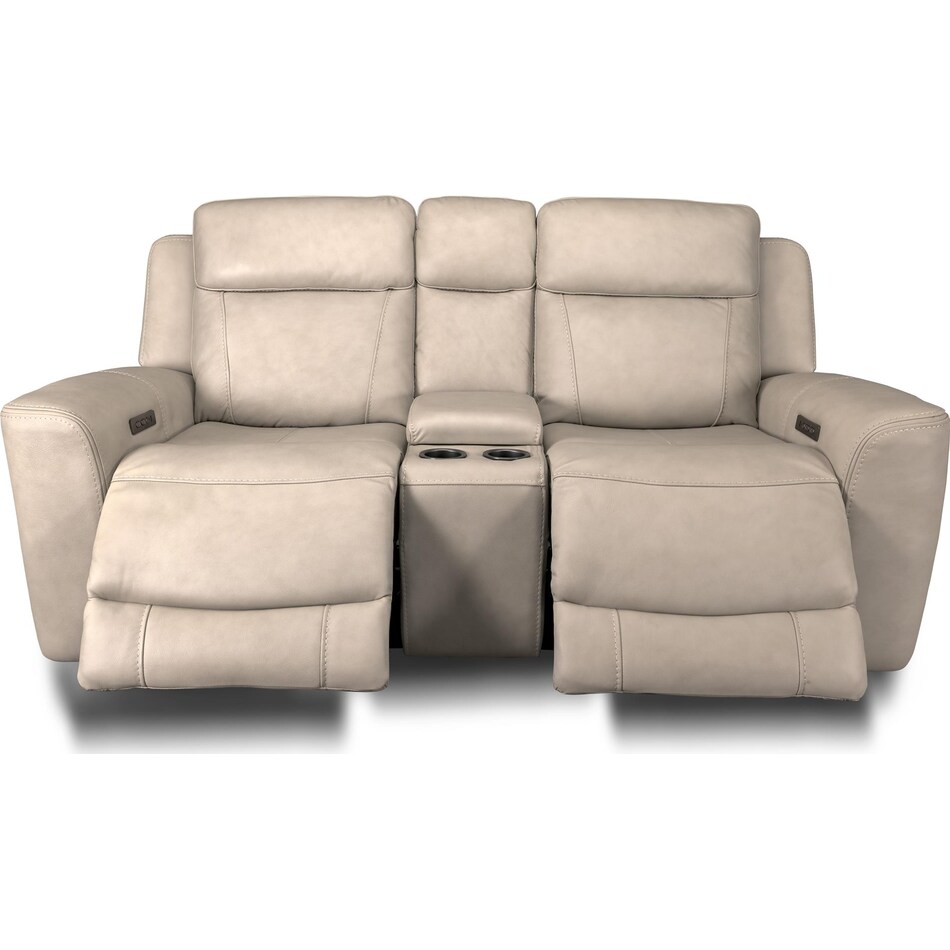 cocoa stone power leather reclining console loveseat   