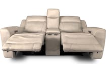 cocoa stone power leather reclining console loveseat   