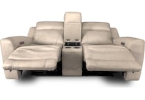 cocoa stone power leather reclining console loveseat   