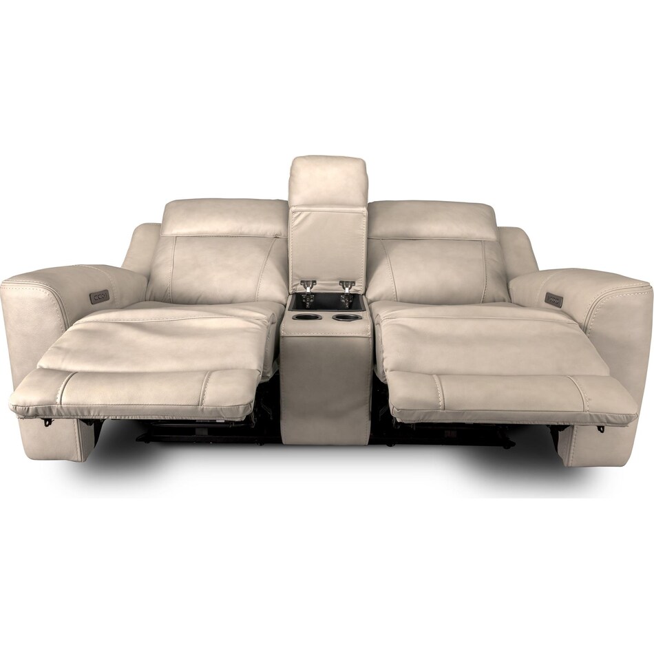 cocoa stone power leather reclining console loveseat   