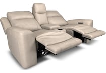 cocoa stone power leather reclining console loveseat   
