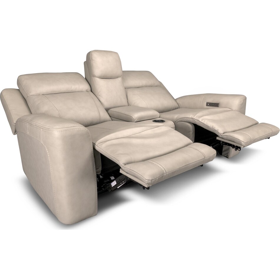 cocoa stone power leather reclining console loveseat   