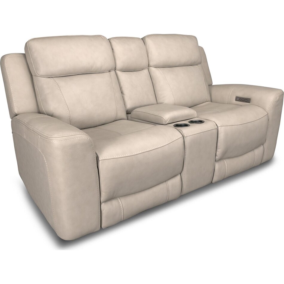 cocoa stone power leather reclining console loveseat   
