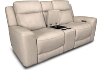 cocoa stone power leather reclining console loveseat   