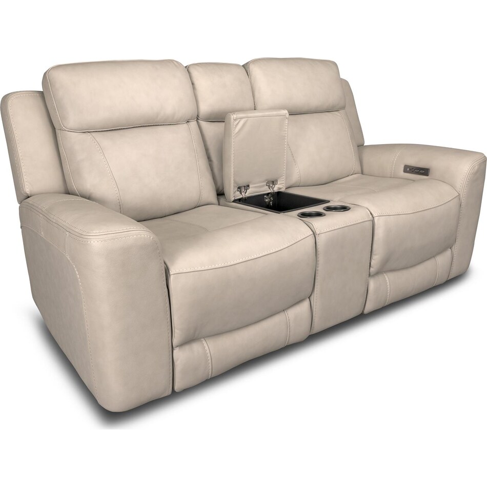cocoa stone power leather reclining console loveseat   