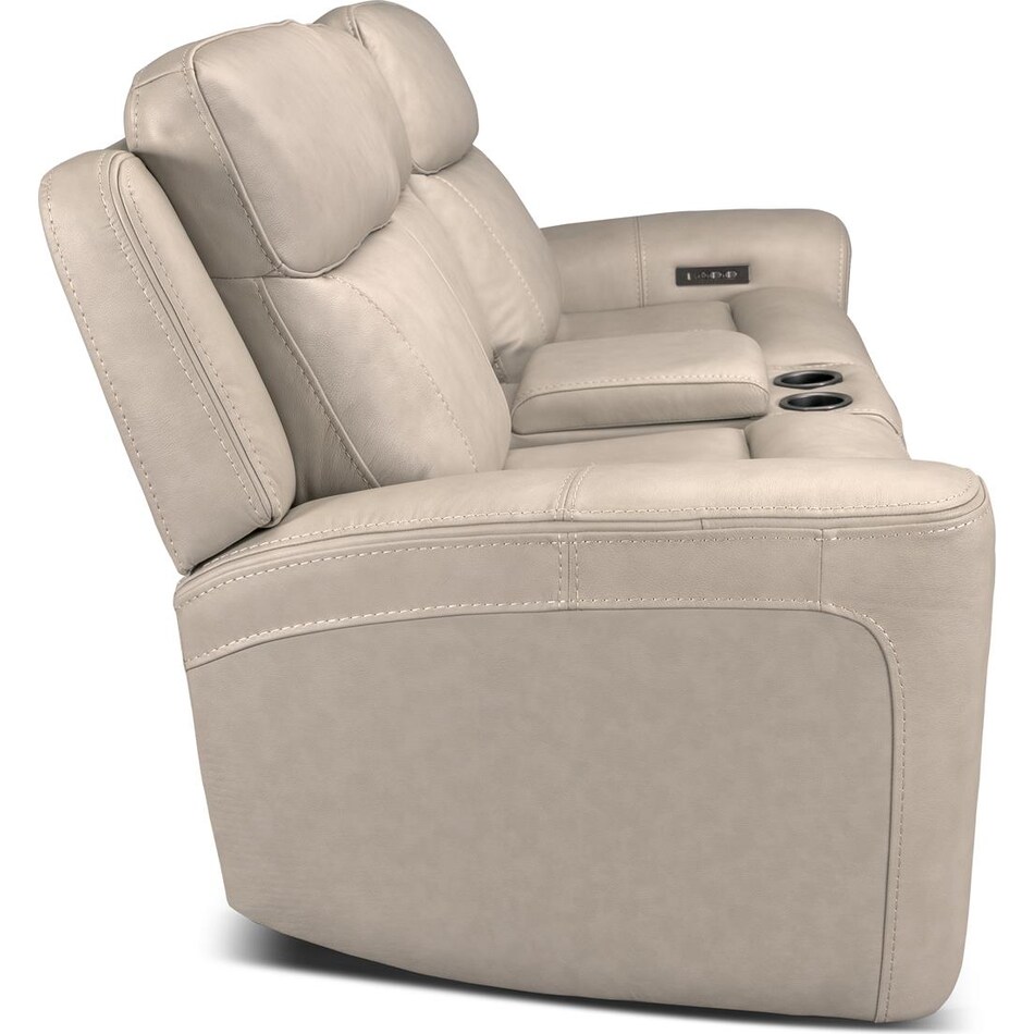 cocoa stone power leather reclining console loveseat   