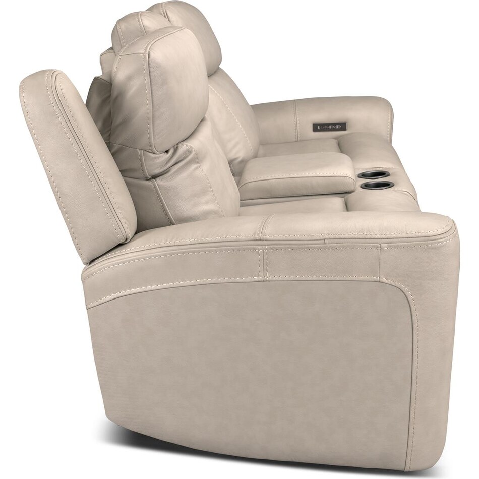 cocoa stone power leather reclining console loveseat   