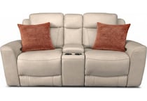 cocoa stone power leather reclining console loveseat   