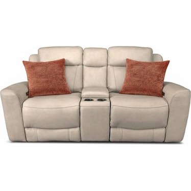 COCOA LEATHER POWER RECLINING LOVESEAT