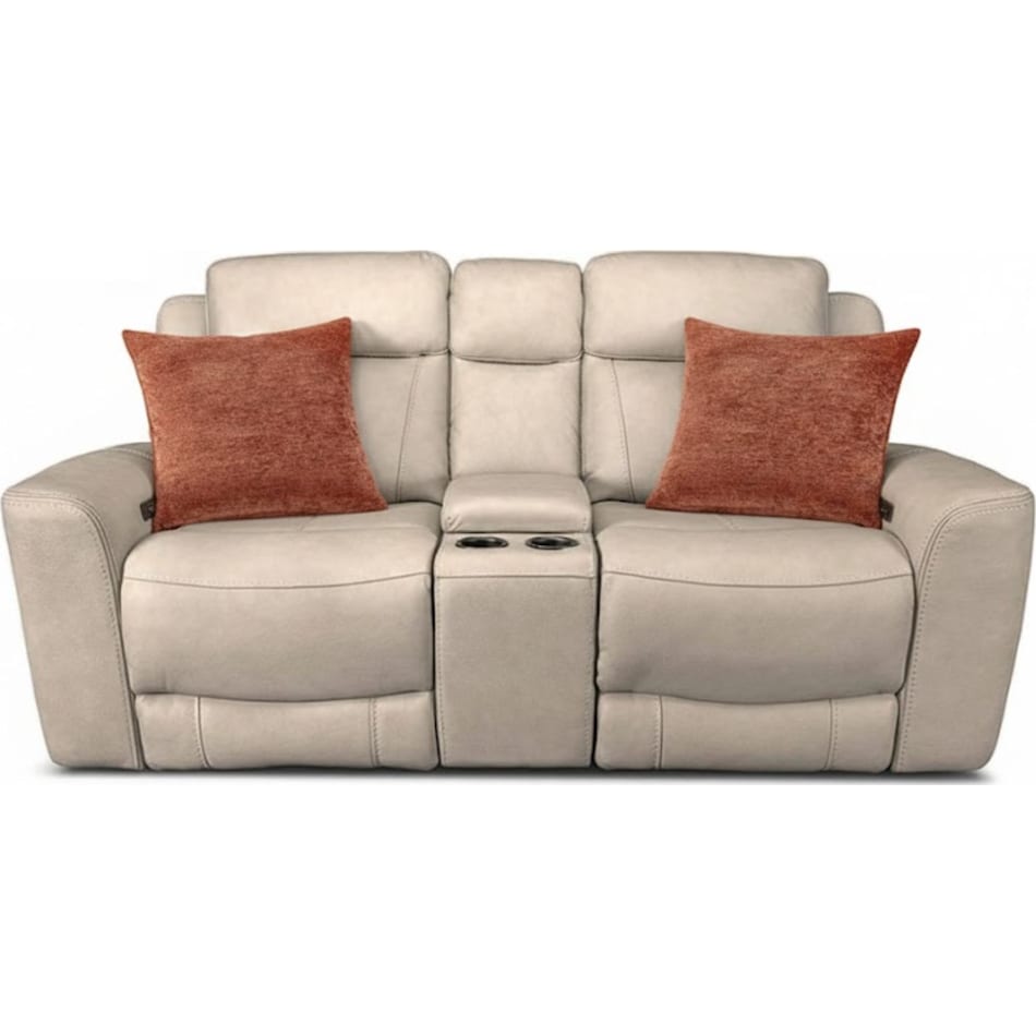 cocoa stone power leather reclining console loveseat   