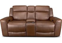 cocoa umber power leather reclining console loveseat   