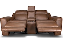 cocoa umber power leather reclining console loveseat   