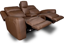 cocoa umber power leather reclining console loveseat   