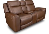 cocoa umber power leather reclining console loveseat   