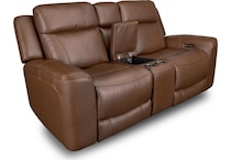 cocoa umber power leather reclining console loveseat   