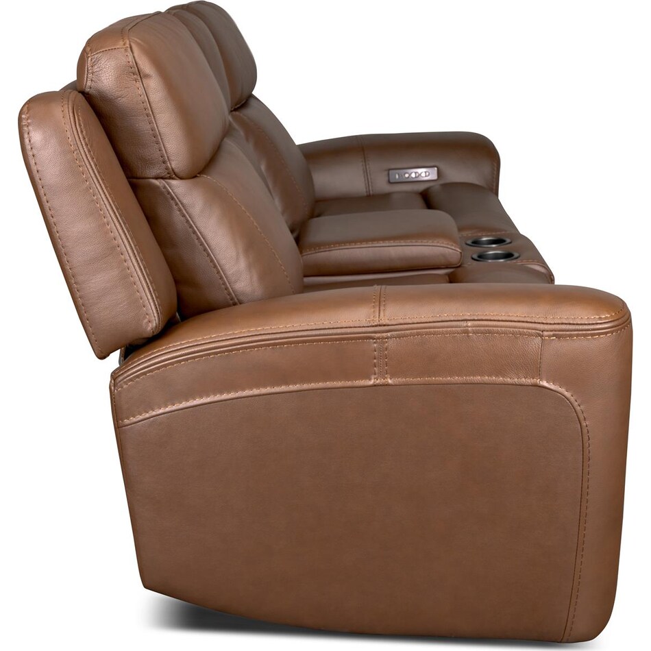 cocoa umber power leather reclining console loveseat   