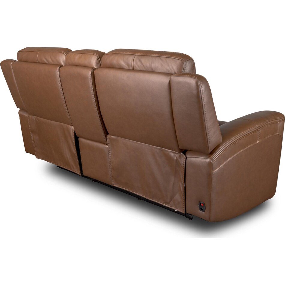 cocoa umber power leather reclining console loveseat   