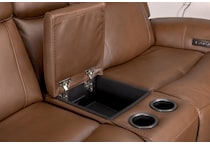 cocoa umber power leather reclining console loveseat   