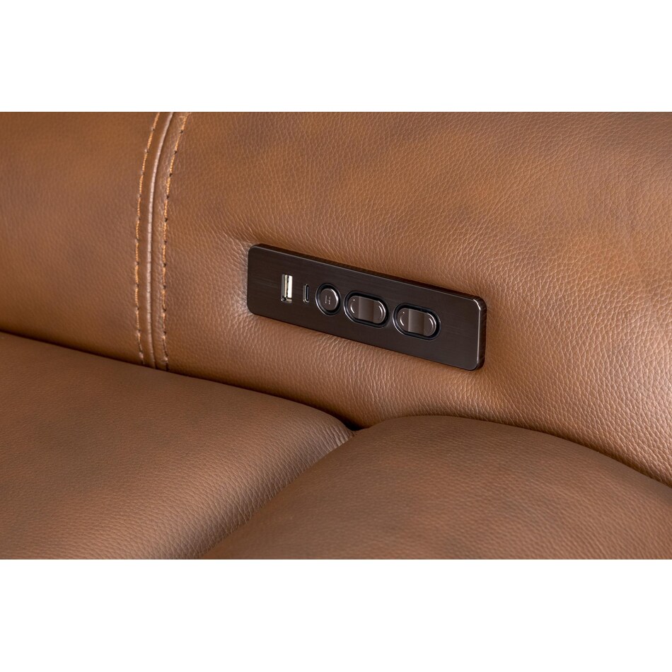 cocoa umber power leather reclining console loveseat   