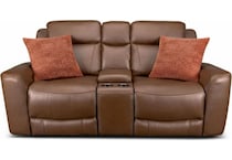cocoa umber power leather reclining console loveseat   