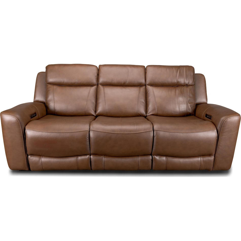 cocoa umber power leather reclining sofa   