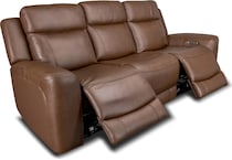 cocoa umber power leather reclining sofa   
