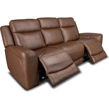 COCOA LEATHER POWER RECLINING SOFA