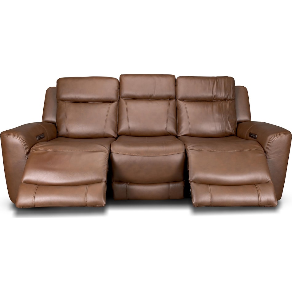cocoa umber power leather reclining sofa   