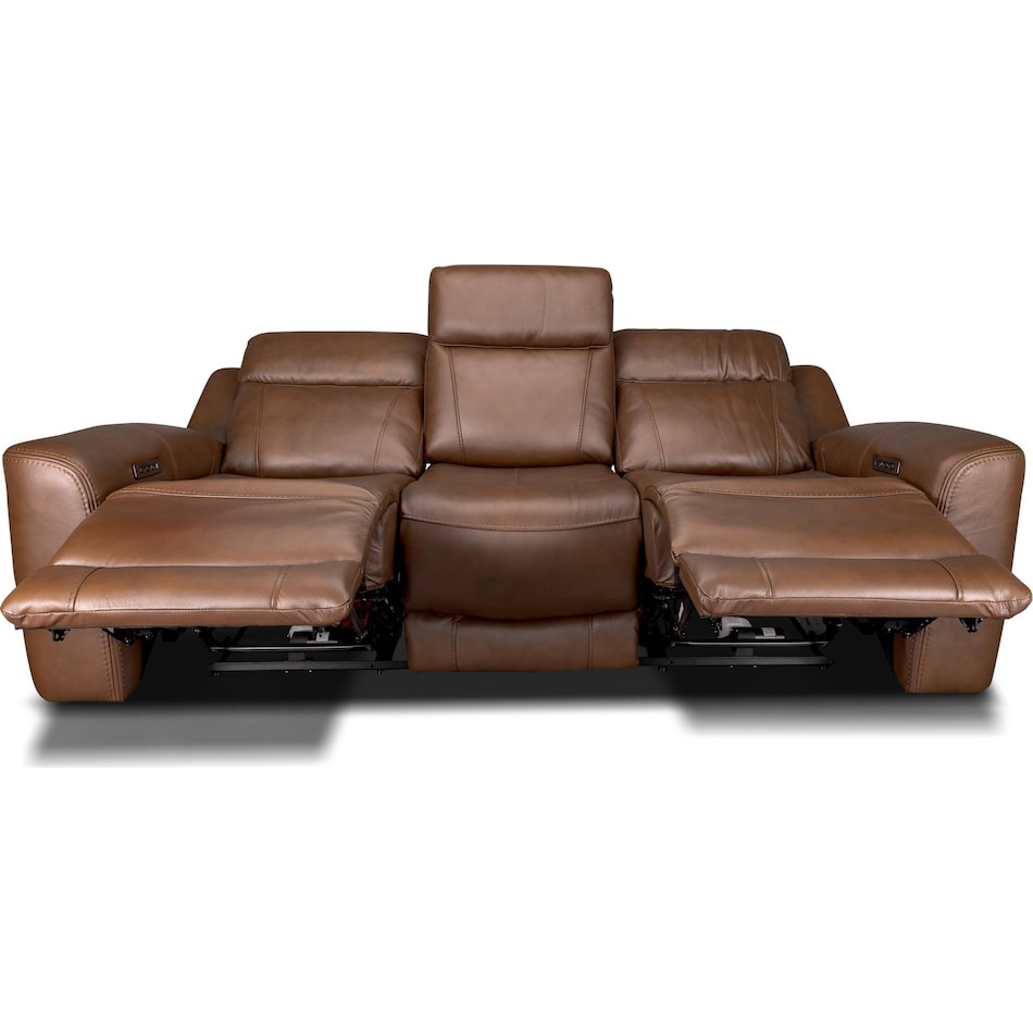 cocoa umber power leather reclining sofa   