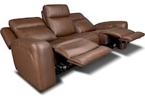 cocoa umber power leather reclining sofa   