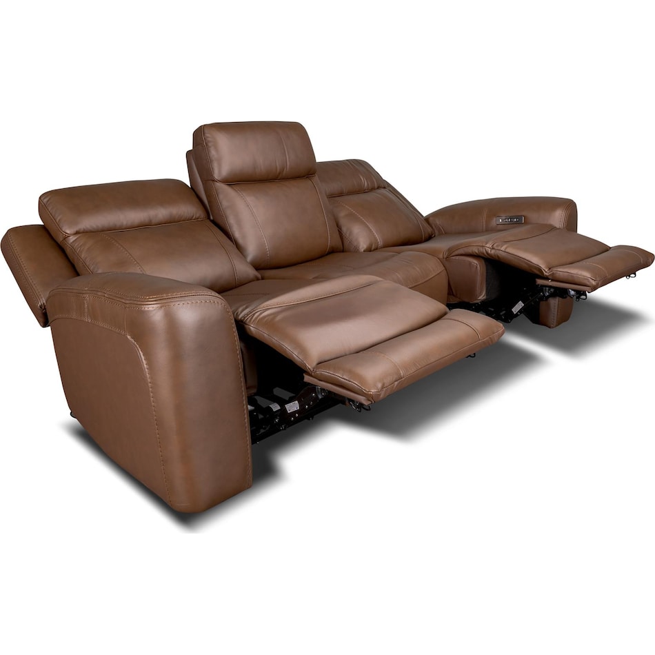 cocoa umber power leather reclining sofa   