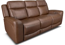 cocoa umber power leather reclining sofa   