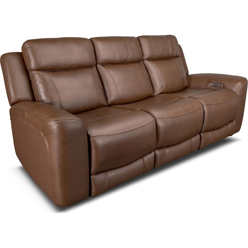 cocoa umber power leather reclining sofa   