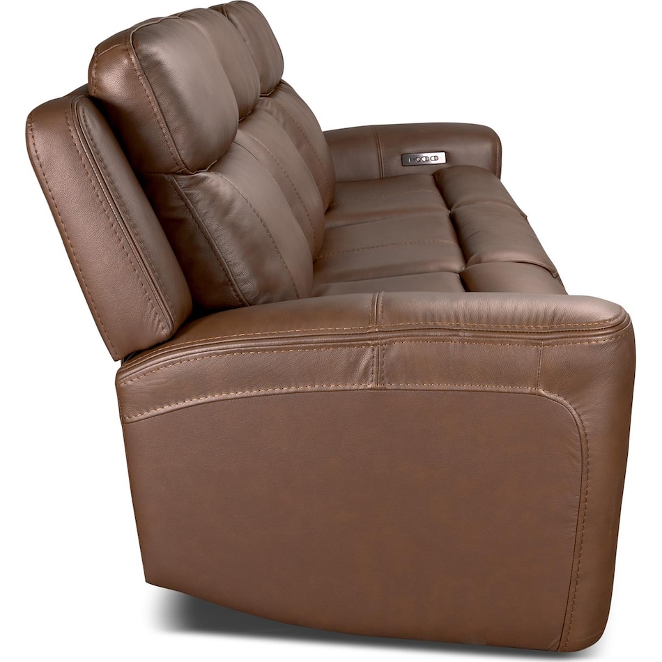 cocoa umber power leather reclining sofa   