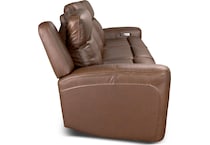 cocoa umber power leather reclining sofa   