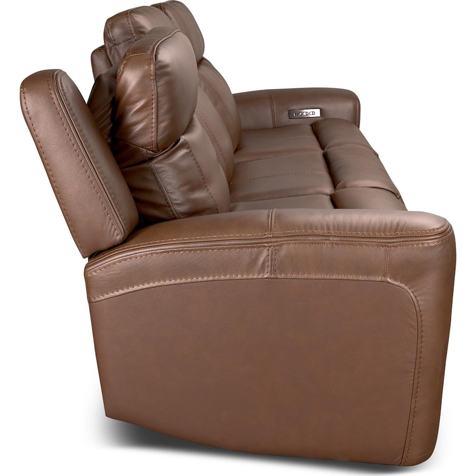 cocoa umber power leather reclining sofa   