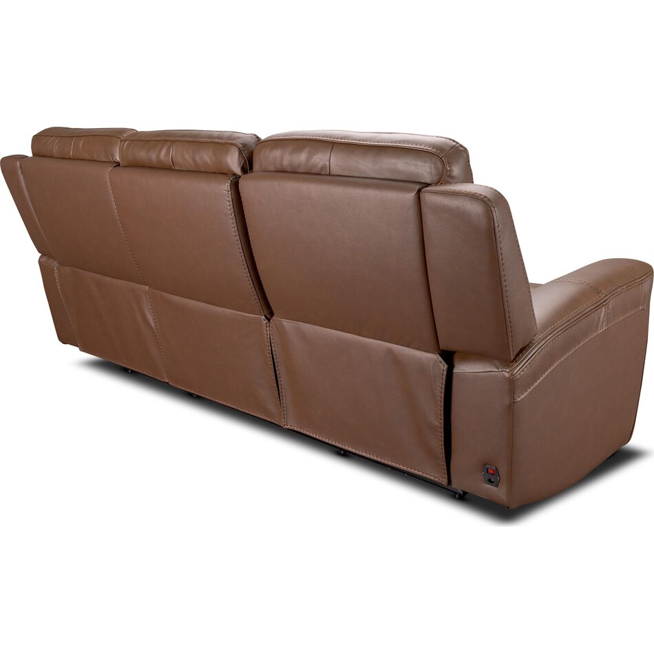 cocoa umber power leather reclining sofa   