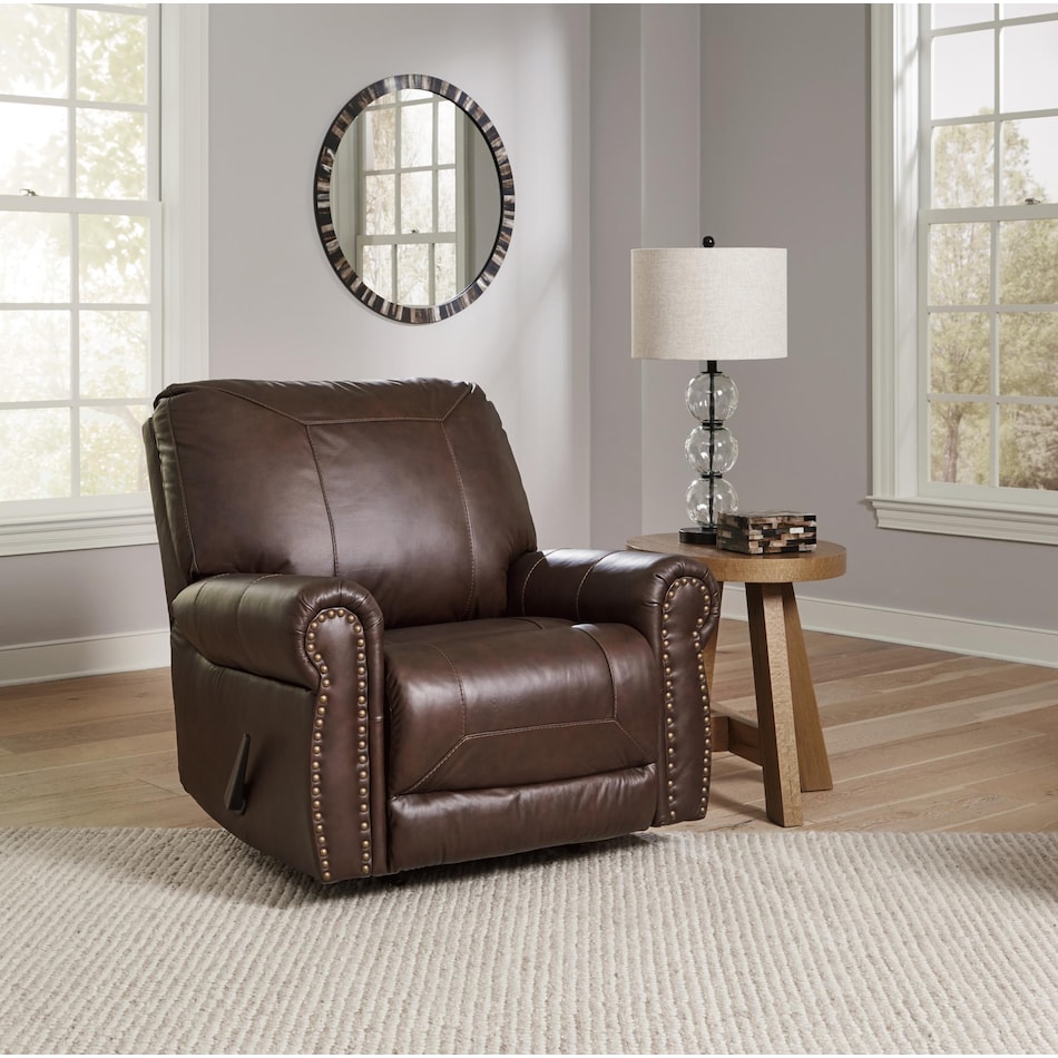 colleton brown leather rocker recliner   